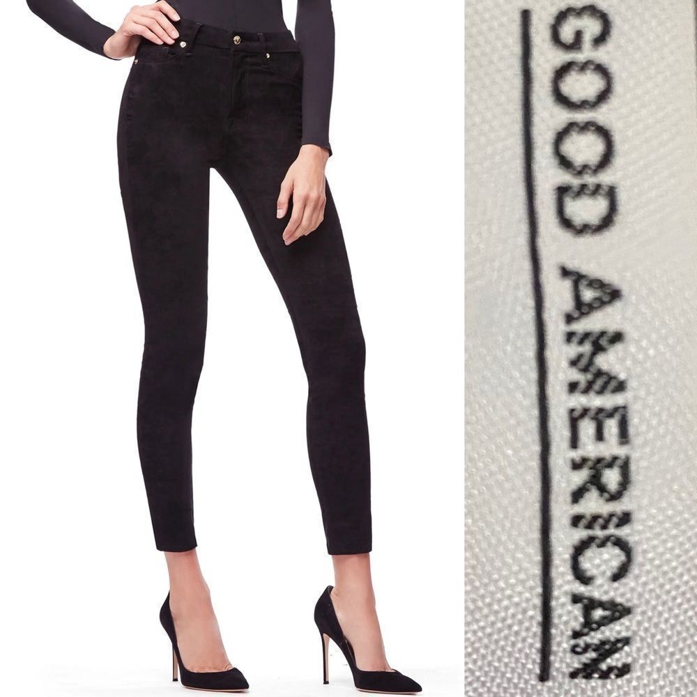 NWT Good American Good Legs Faux Suede Pants Size 0/25